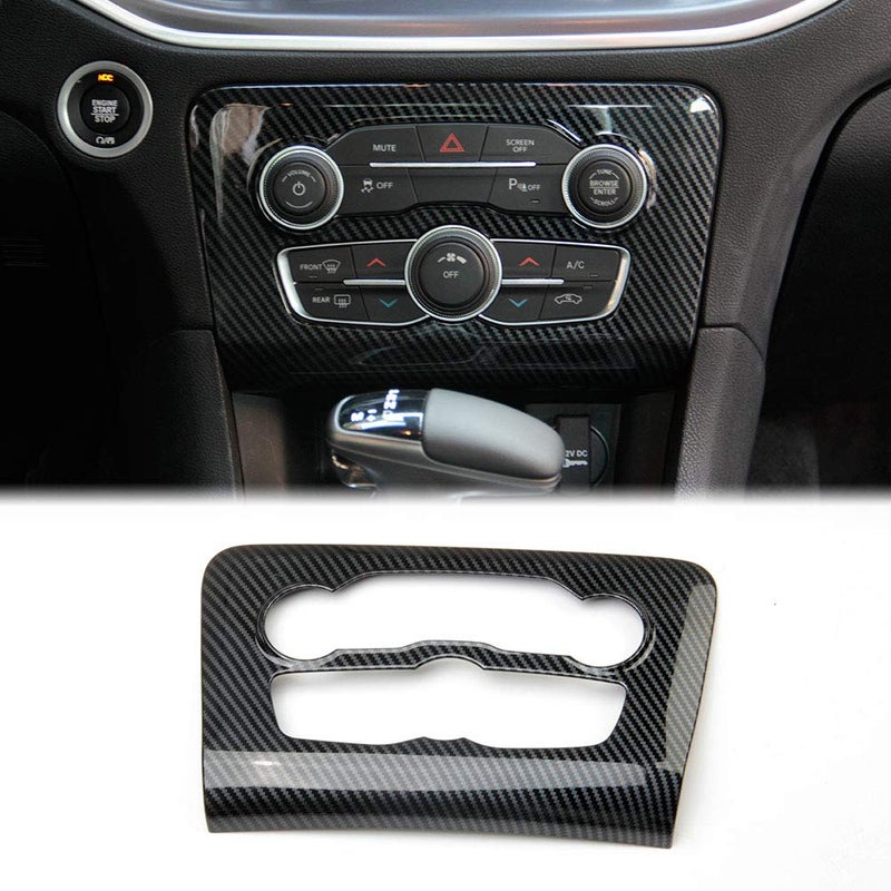 crosselec Carbon Fiber Central Control Air Conditioning A/C Panel Cover tirm for Dodge Charger 2015+ (Black) - Image 1